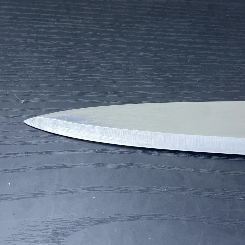 Vintage Stainless Crestline USA Carving Slicing Knife Brown Handle Kitchen Cutle